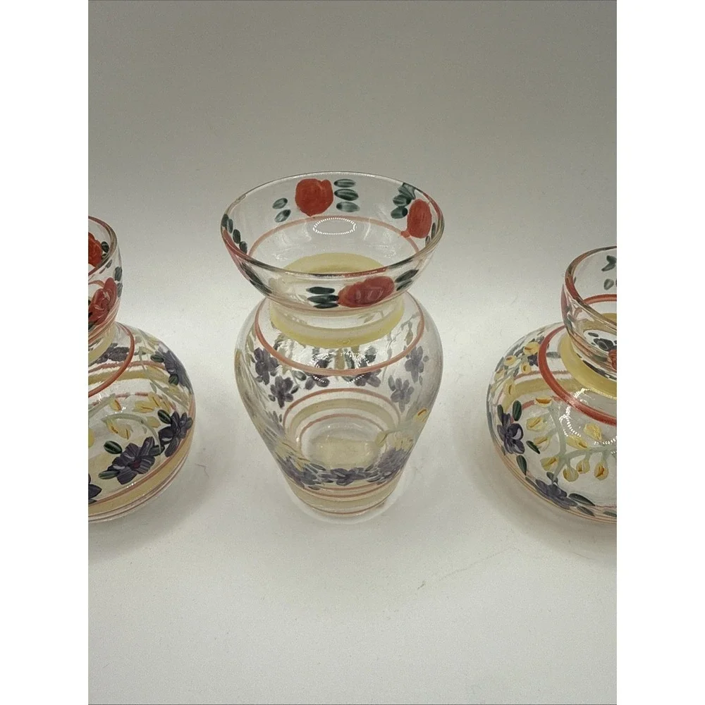 Annies Treasures Set of 3 Small Bud Vases‎ Purple Flowers SUPER CUTE